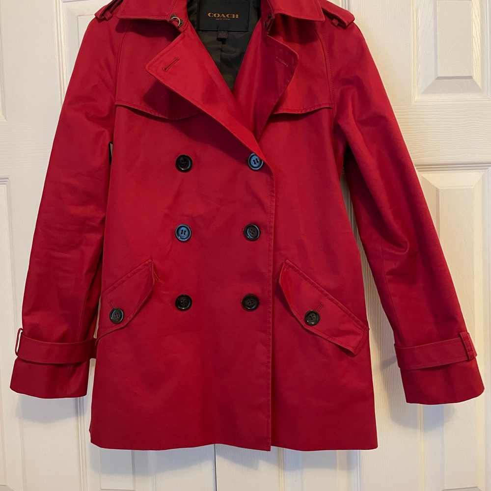 Coach Red Mid-Length Trench Coat